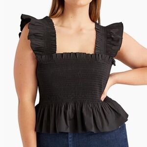 Hill house home Paz smocked top ruffle black size small